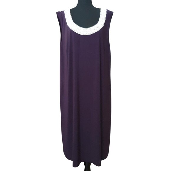 R&M Richards Swing Midi Dress Bling Embellished Jeweled Neckline Plus Size 22W - Picture 1 of 6